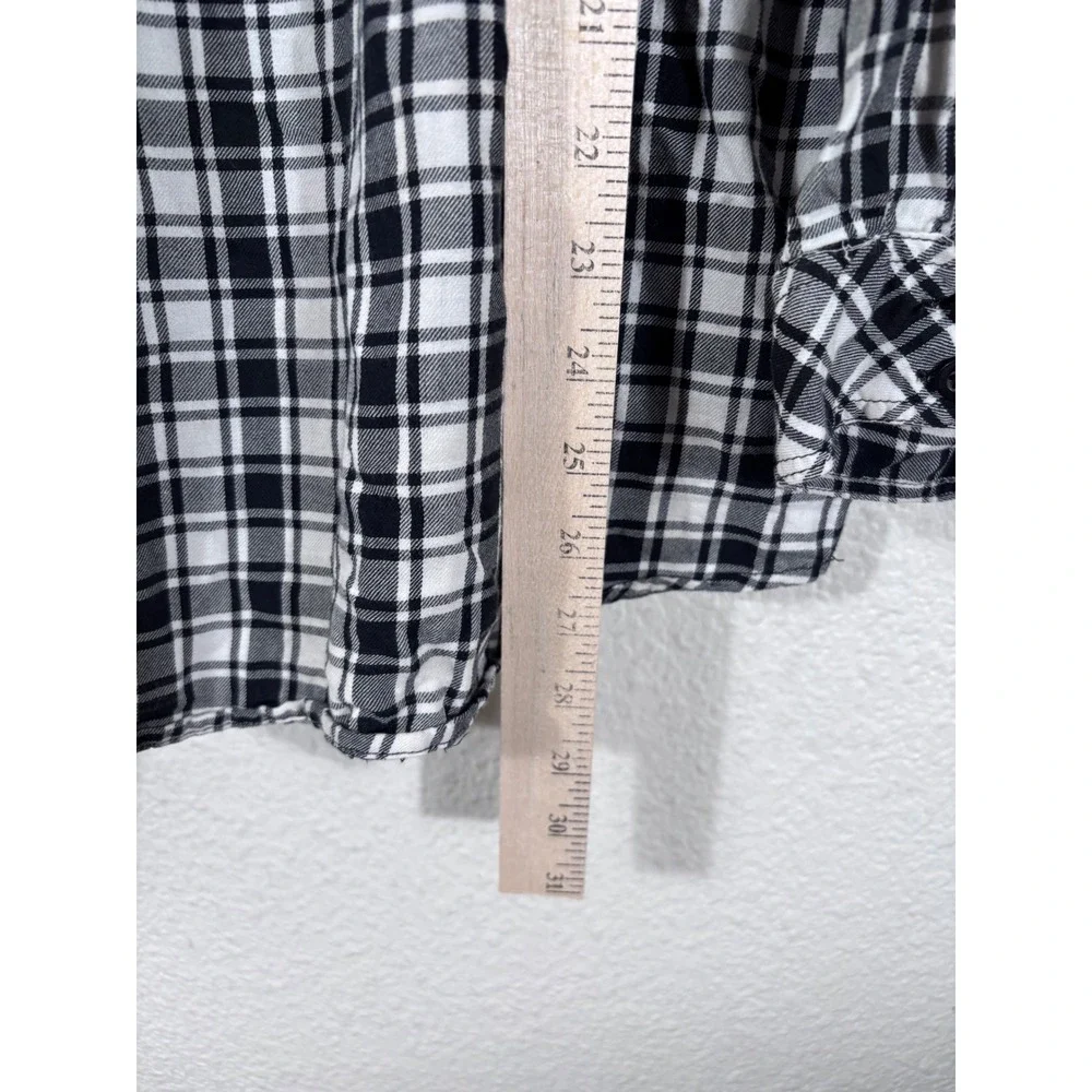 Torrid Plaid Blouse Womens 3 Black White Lace‎ Up Front Utility Pockets Cotton